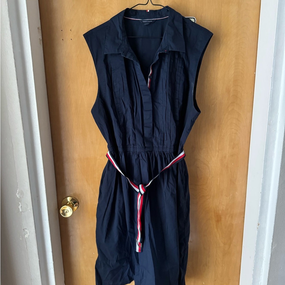 Size XXL - Tommy Hilfiger Navy Dress with Tricolor Belt